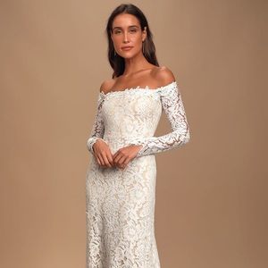 Lulus wedding dress off the shoulder